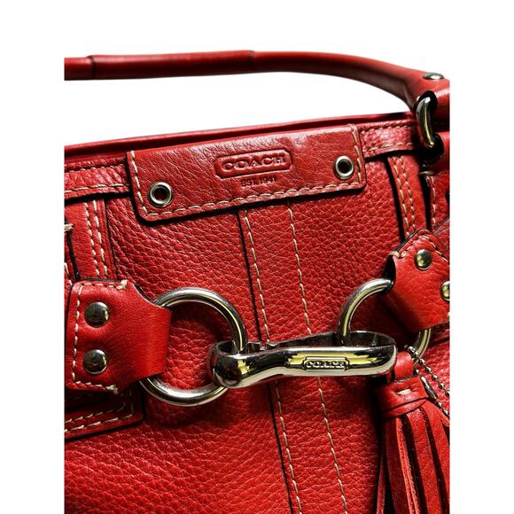 COACH Women Shoulder Bag Red F13084 Leather Tote Bag Hamptons casual / summer - Picture 4 of 12